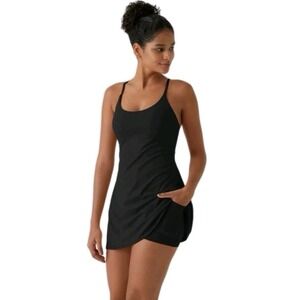 Halara L  Easy Peasy Mini Dress  Black Athleisure Pickleball Tennis Skort Shorts